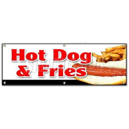 HOT DOG & FRIES COMBO BANNER SIGN All Beef French Franks Meal Deal